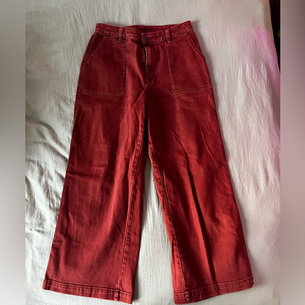 Wide Leg Orange/Red Pants